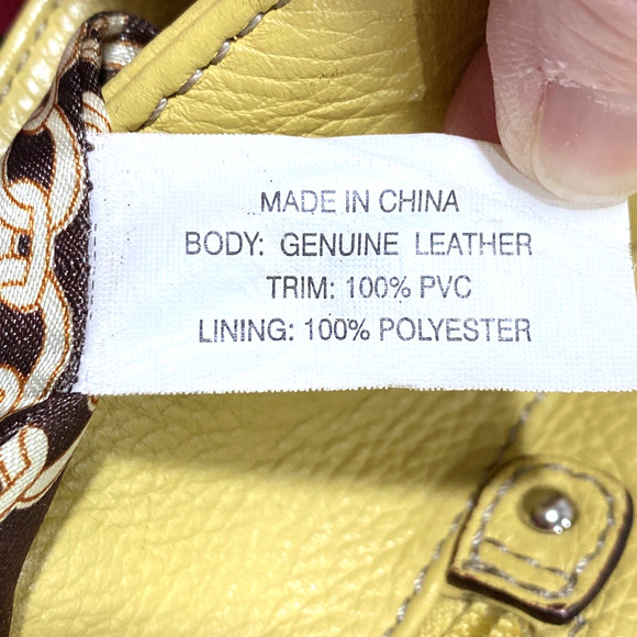 Vintage Y2K Tignanello Yellow Leather Shoulder Bag Purse Zip Pockets Adjustable - Picture 9 of 10